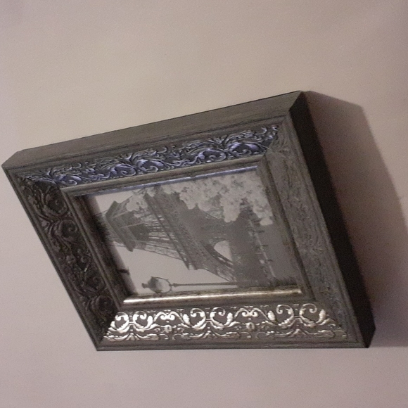 Antique Style Grey Frame with Silver accents and Eiffel Tower picture - Picture 3 of 4